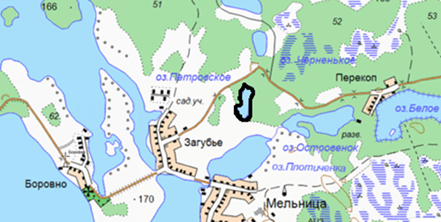 Информация об определении границ рыбоводного участка на озере Петровское вблизи д. Загубье (Окуловский муниципальный район).